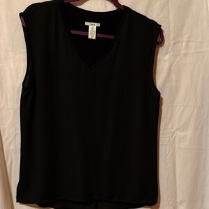 79- Bar III Black Sleeveless V-Neck Blouse